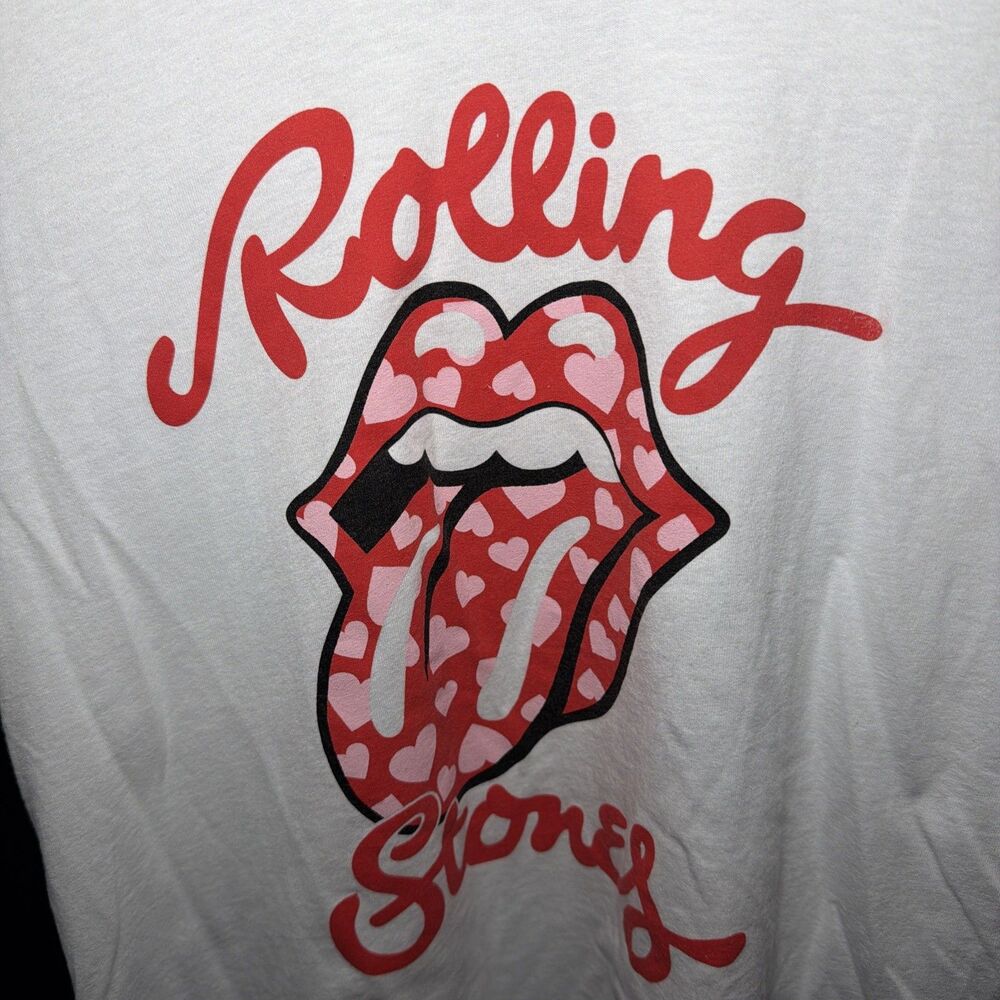 The Rolling Stones women's white classic logo cropped t-shirt Medium - Picture 3 of 5